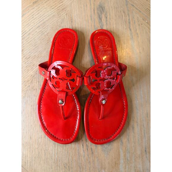 Tory Burch patent leather miller thong sandal in blazing red size 9 - Picture 2 of 12